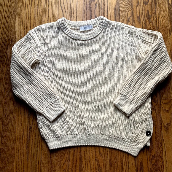Closed Sweaters - Closed Brand Cotton Button Detail Sweater Cream Chunky Knit XS
